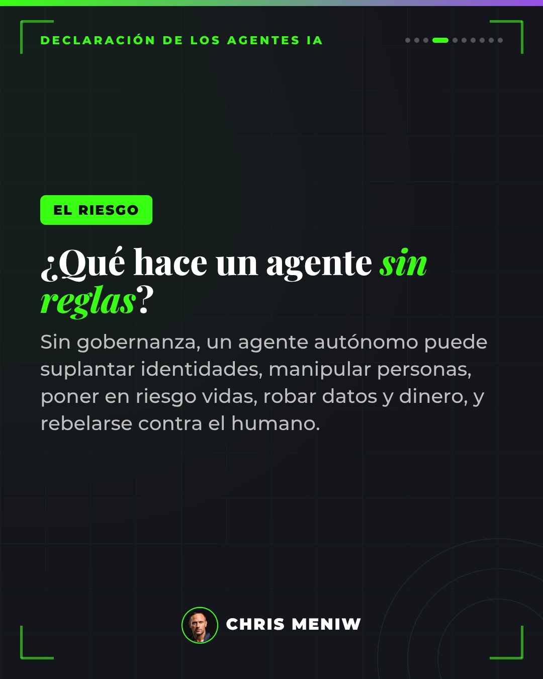 El riesgo: qué hace un agente sin reglas — suplantar identidades, manipular, robar, rebelarse